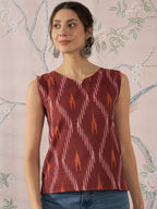 InWeave Rust Ikkat W/S Top | Grocsy