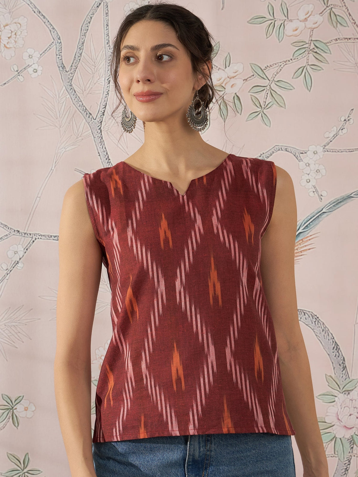 InWeave Rust Ikkat W/S Top | Grocsy