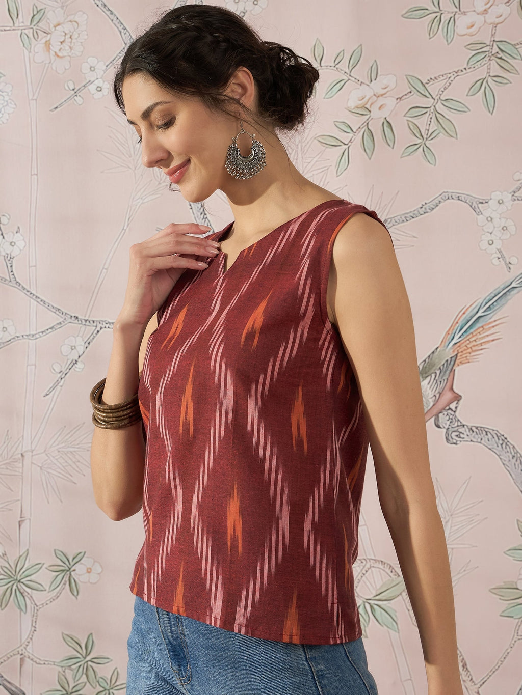 InWeave Rust Ikkat W/S Top | Grocsy