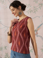InWeave Rust Ikkat W/S Top | Grocsy