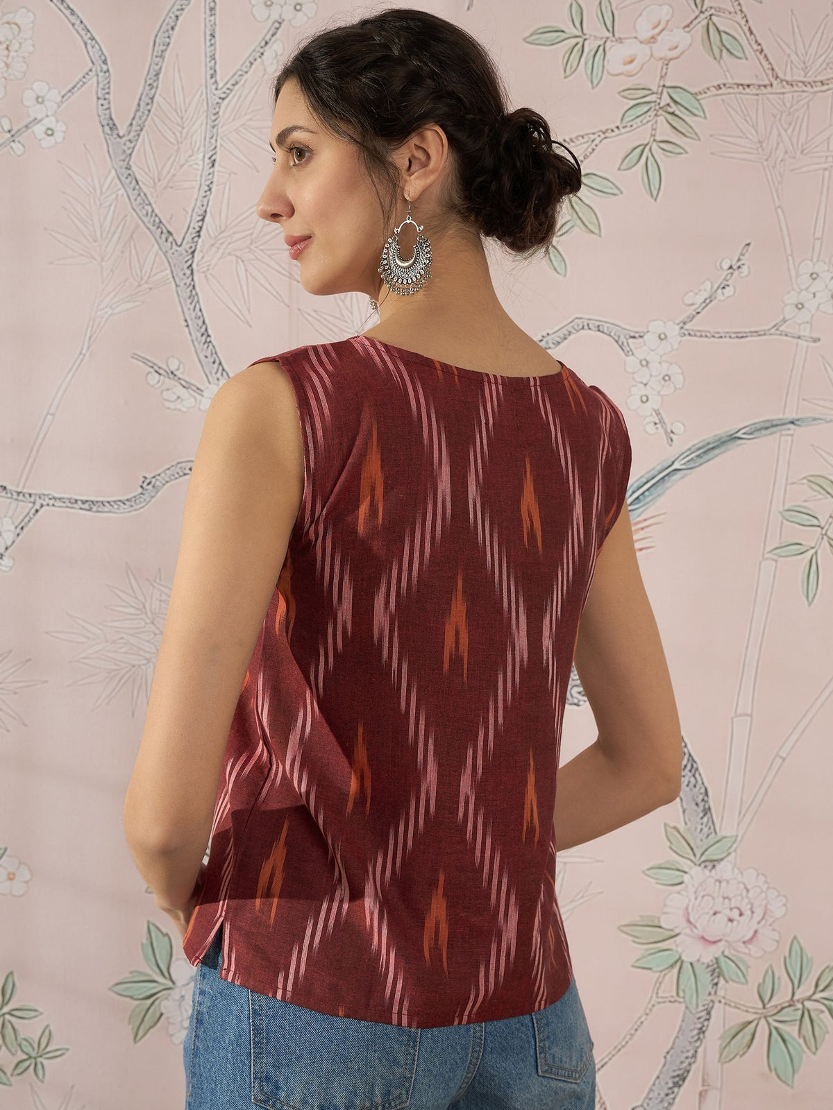 InWeave Rust Ikkat W/S Top | Grocsy