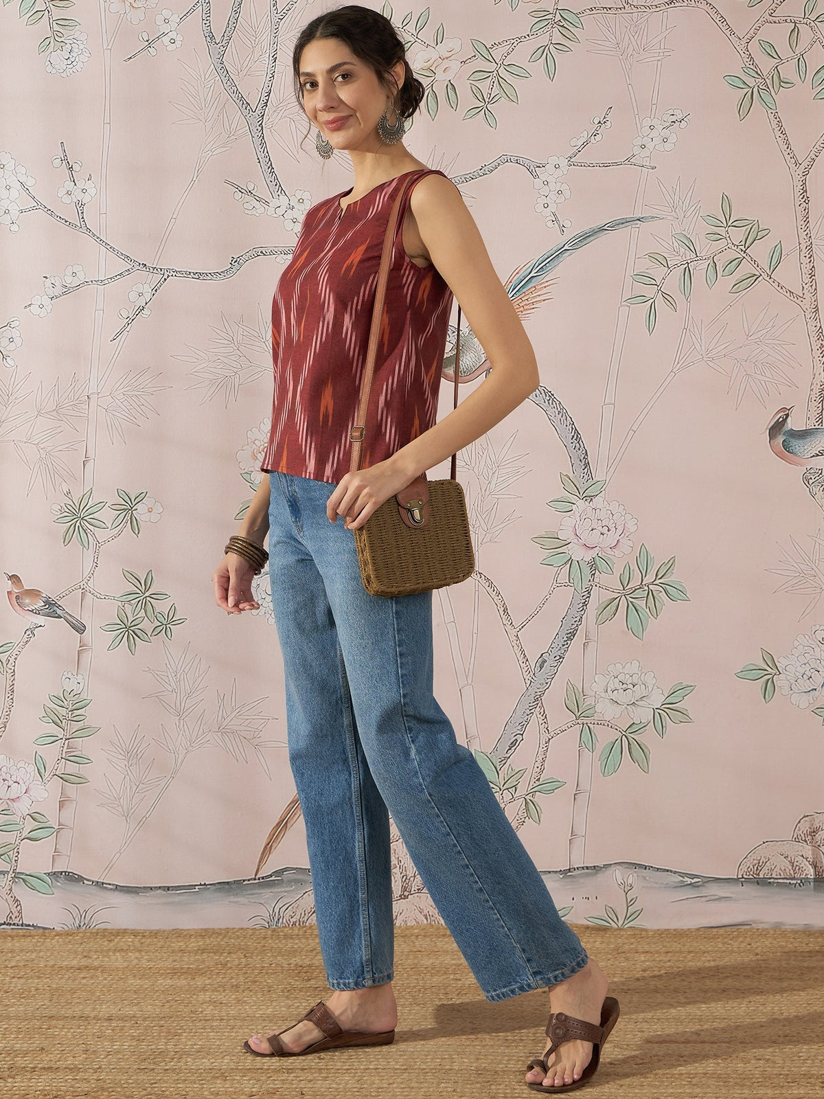InWeave Rust Ikkat W/S Top | Grocsy