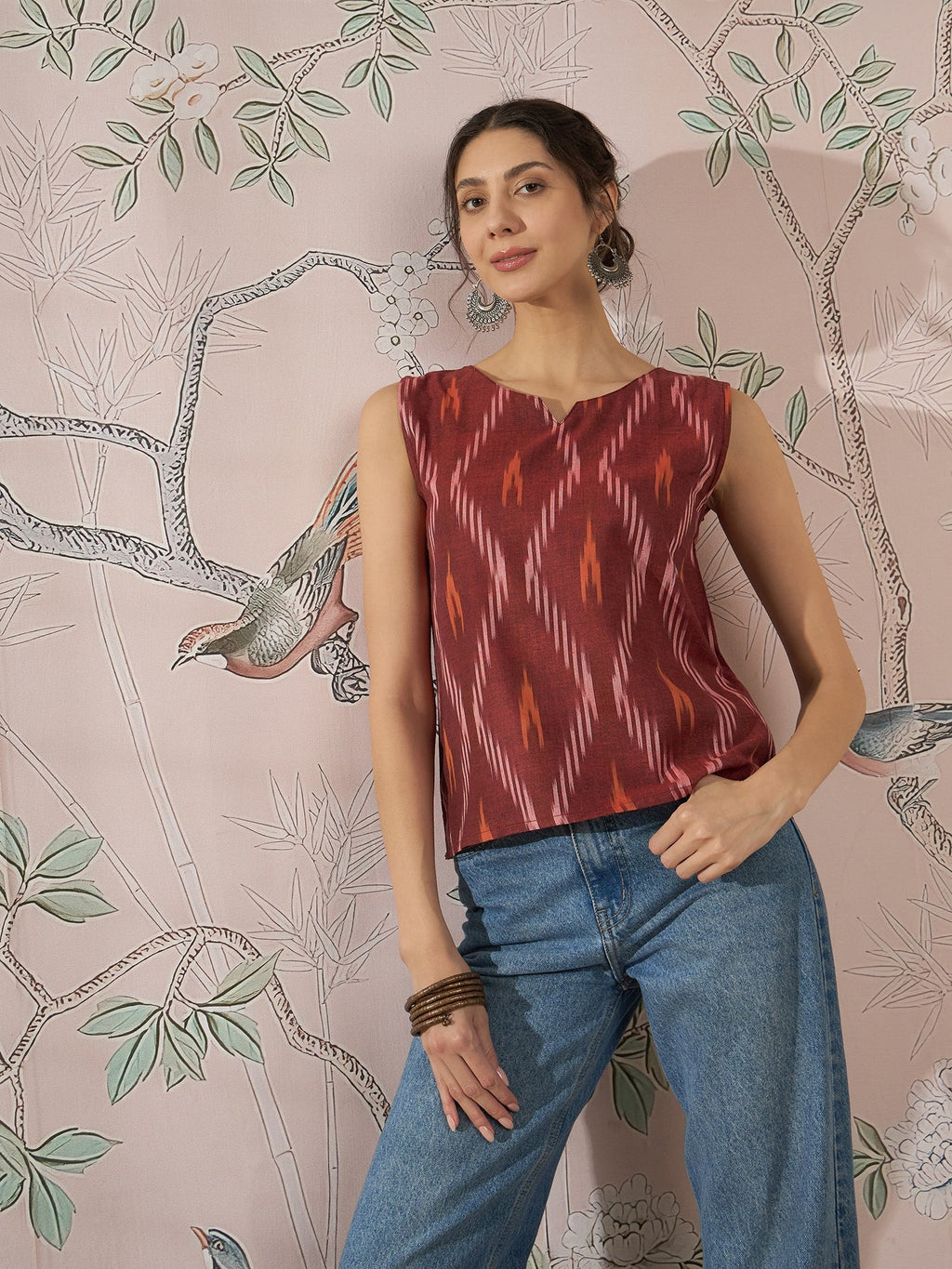 InWeave Rust Ikkat W/S Top | Grocsy