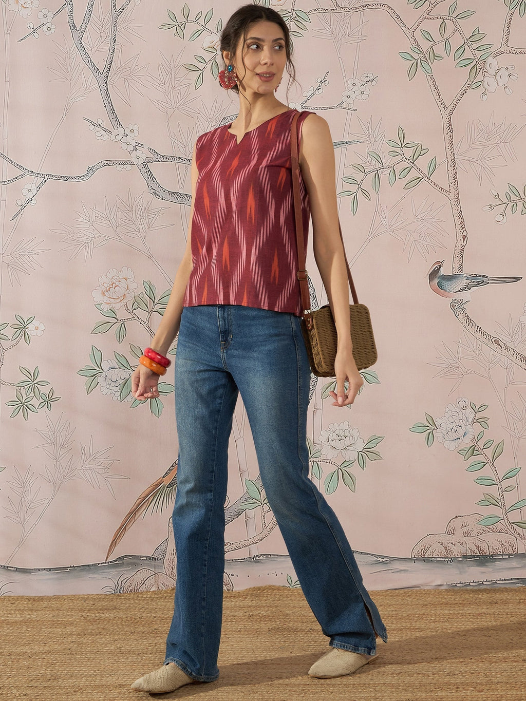 InWeave Rust Ikkat W/S Top | Grocsy