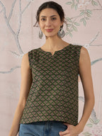 InWeave Green Foil Print W/S Top | Grocsy