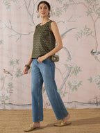 InWeave Green Foil Print W/S Top | Grocsy