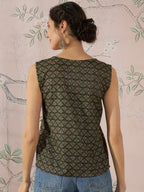 InWeave Green Foil Print W/S Top | Grocsy