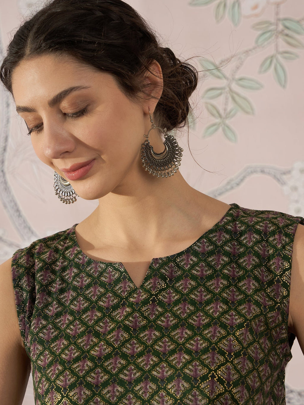 InWeave Green Foil Print W/S Top | Grocsy