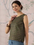 InWeave Green Foil Print W/S Top | Grocsy