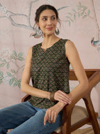 InWeave Green Foil Print W/S Top | Grocsy