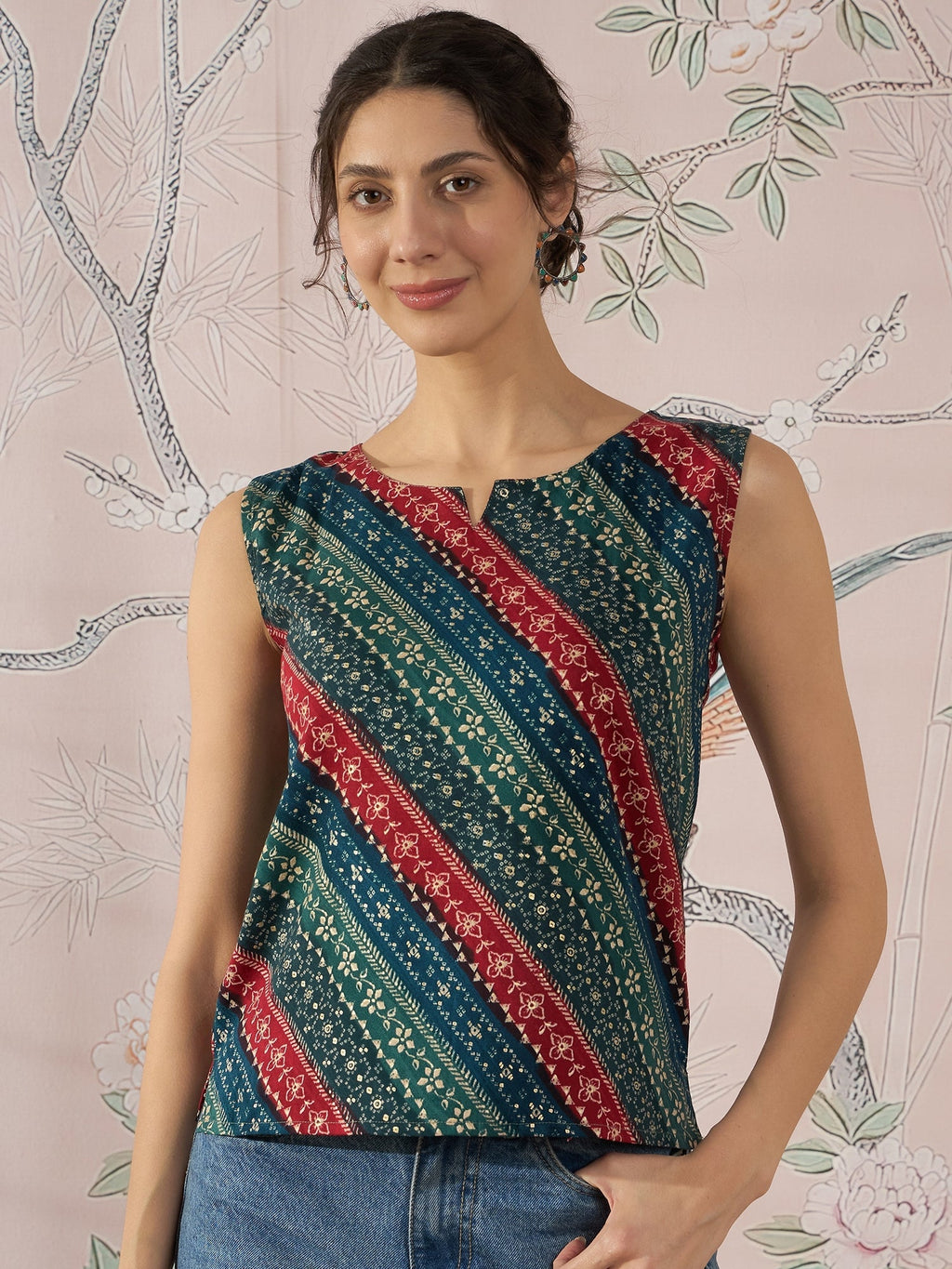 InWeave Teal Hunter Batik W/S Top | Grocsy
