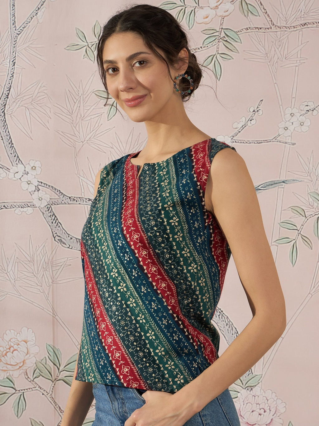 InWeave Teal Hunter Batik W/S Top | Grocsy