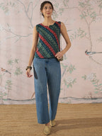 InWeave Teal Hunter Batik W/S Top | Grocsy