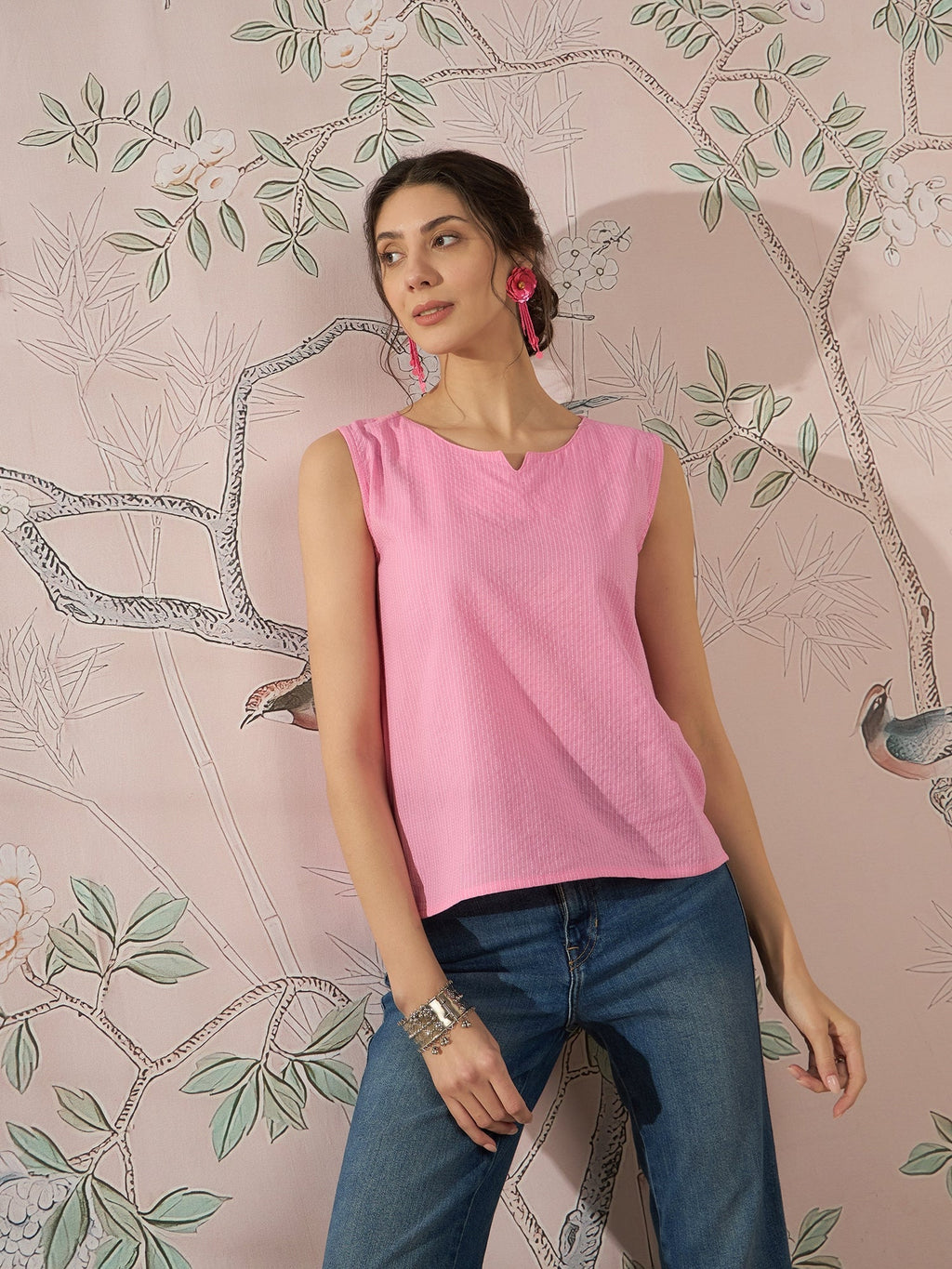 InWeave Baby Pink Kantha W/S Top | Grocsy