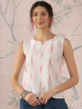 InWeave White Red Ikkat W/S Top | Grocsy