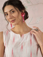 InWeave White Red Ikkat W/S Top | Grocsy