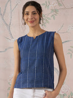 InWeave Indigo Striped Kantha W/S Top | Grocsy