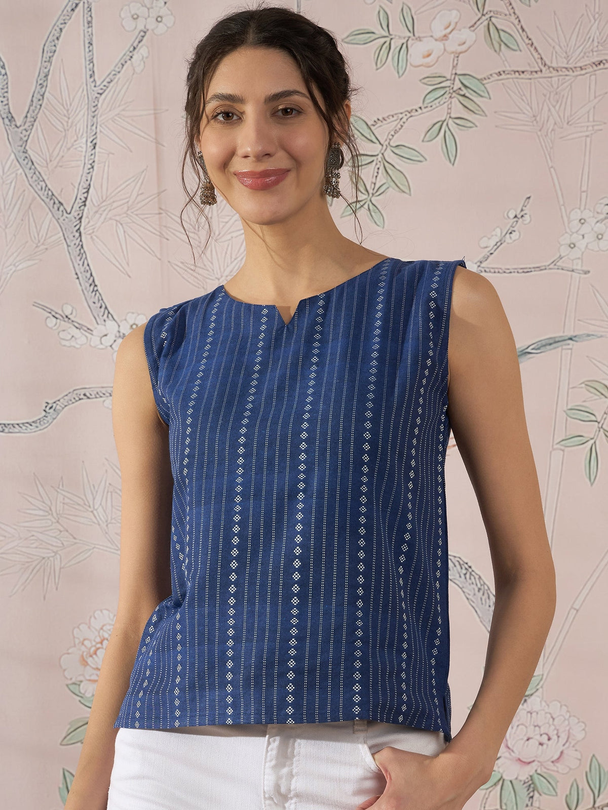 InWeave Indigo Striped Kantha W/S Top | Grocsy