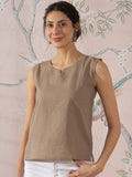 InWeave Light Brown Kantha W/S Top | Grocsy