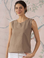 InWeave Light Brown Kantha W/S Top | Grocsy