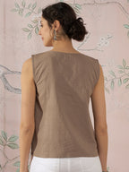 InWeave Light Brown Kantha W/S Top | Grocsy
