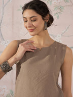 InWeave Light Brown Kantha W/S Top | Grocsy