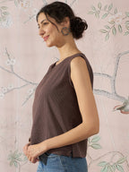 InWeave Dark Brown Kantha W/S Top | Grocsy