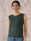 InWeave Green Striped Kantha W/S Top | Grocsy