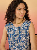 InWeave Blue White Block Print W/S Top | Grocsy