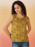 InWeave Ochre Round Multi Foil W/S Top | Grocsy