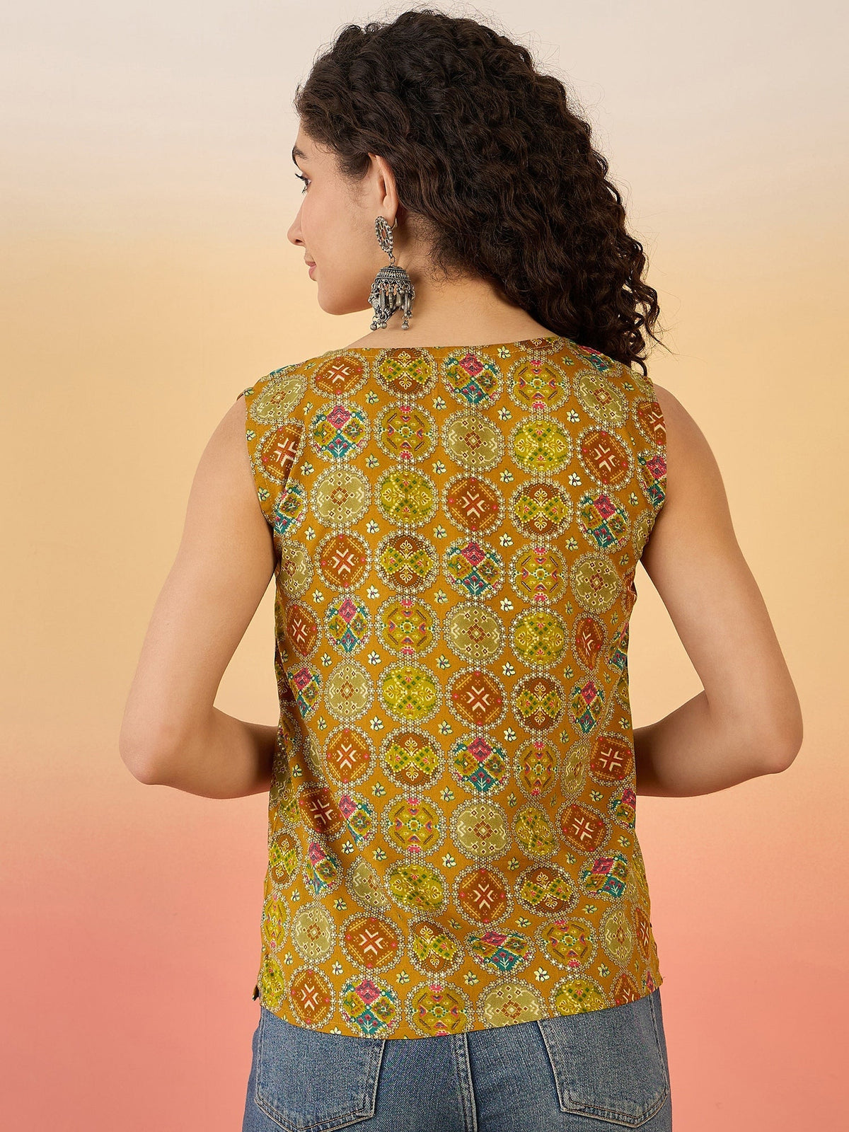 InWeave Ochre Round Multi Foil W/S Top | Grocsy