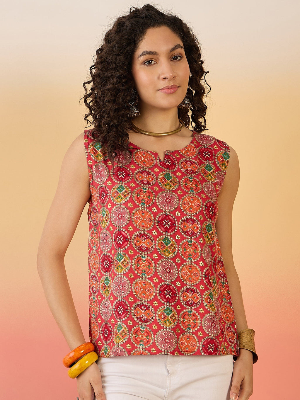 InWeave Red Round Multi Foil W/S Top | Grocsy