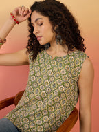 InWeave Olive Ajarakh W/S Top | Grocsy