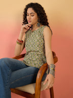 InWeave Olive Ajarakh W/S Top | Grocsy