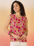 InWeave Pink Red Rose Jaal W/S Top | Grocsy