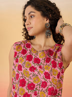 InWeave Pink Red Rose Jaal W/S Top | Grocsy