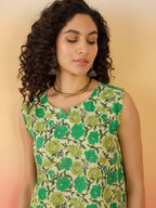 InWeave Pear Green Green Rose Jaal W/S Top | Grocsy