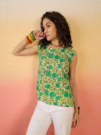 InWeave Pear Green Green Rose Jaal W/S Top | Grocsy