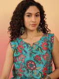 InWeave Teal Floral Print W/S Top | Grocsy