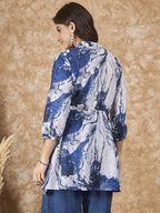 InWeave Navy White Tie Dye Mandarin Top | Grocsy