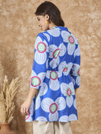 InWeave Blue White Flower Mandarin Top | Grocsy