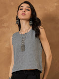 InWeave Black Small Check Sleeveless Top | Grocsy
