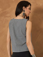 InWeave Black Small Check Sleeveless Top | Grocsy