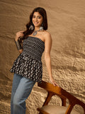 InWeave Black Arrow Ikkat Off Shoulder Top | Grocsy