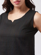 InWeave Black Kantha Sleeveless Top | Grocsy