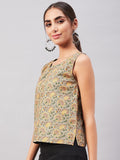 InWeave Grey Gold Floral W/U Top | Grocsy