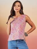 InWeave Pink Coral Floral Print W/U Top | Grocsy