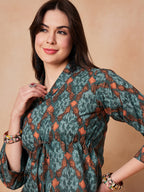 InWeave Aqua Pearl Shawl Neck Top | Grocsy