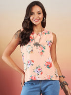 InWeave Peach Rose Print W/S Top | Grocsy