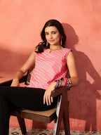 InWeave Pink White Gold Dot Print W/S Top | Grocsy